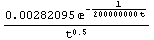 (0.00282095 E^(-1/(200000000 t)))/t^0.5